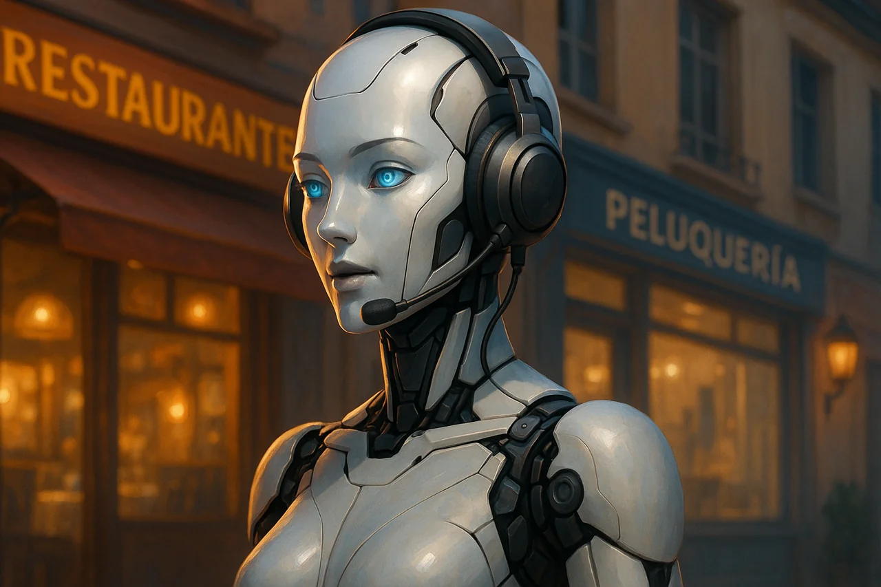 Agente de voz IA en entorno de negocio